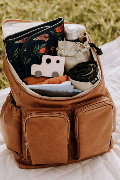 Tan Faux Leather Nappy Backpack