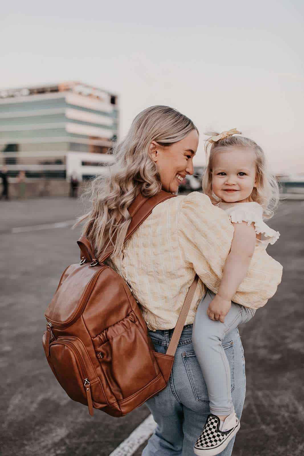 Tan Faux Leather Nappy Backpack