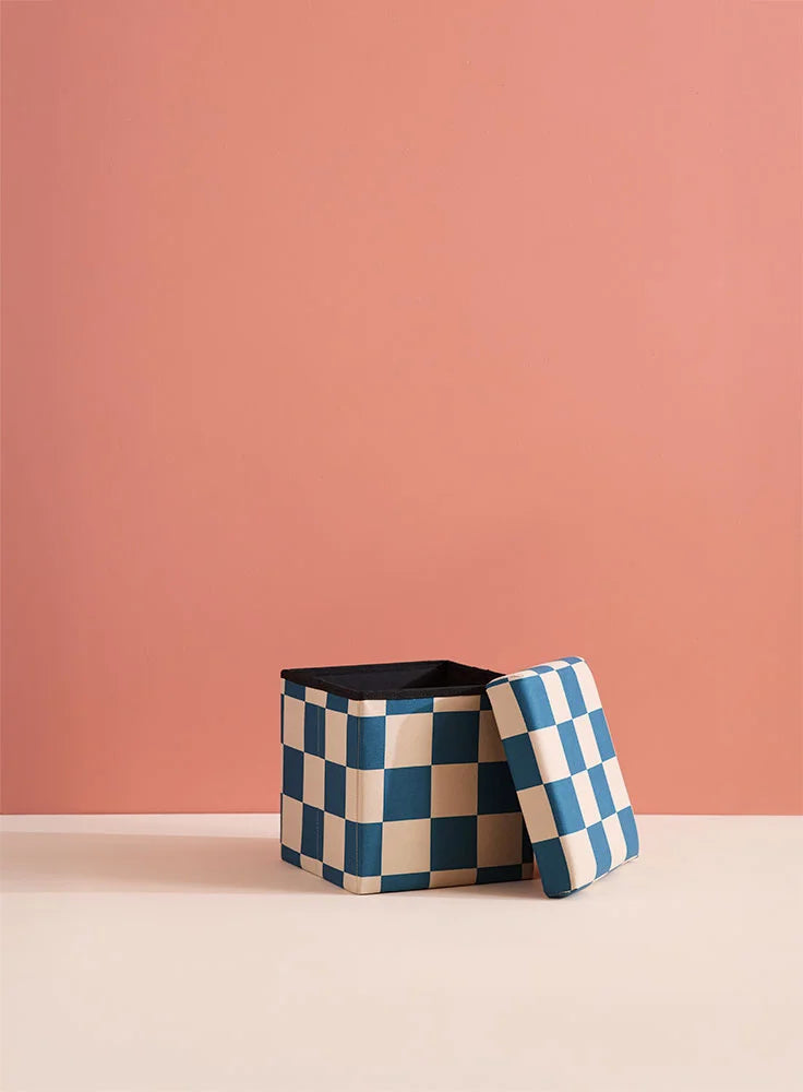 Poef met opslag - blauw