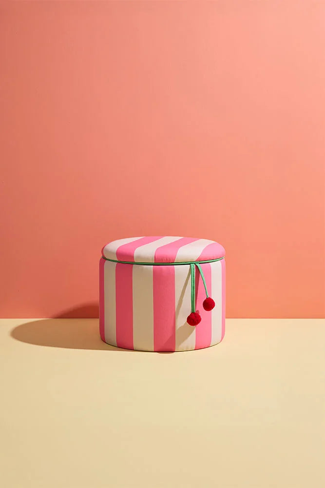 Poef met opslag - roze