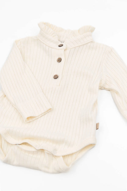 Body a polo con colletto volant - WARM WHITE