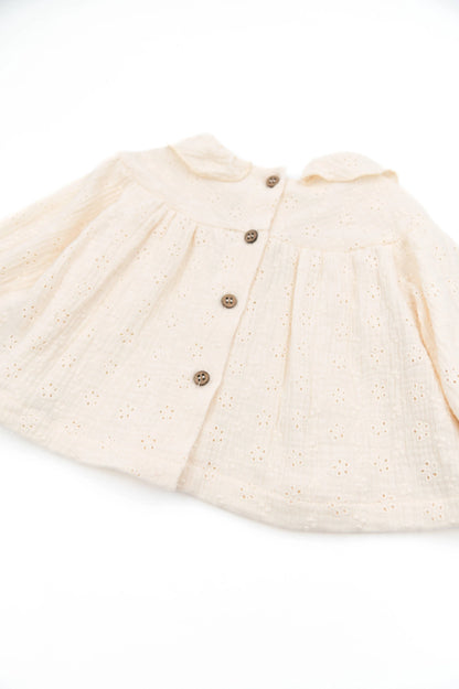 Baby blouse con colletto ampia - WARM WHITE