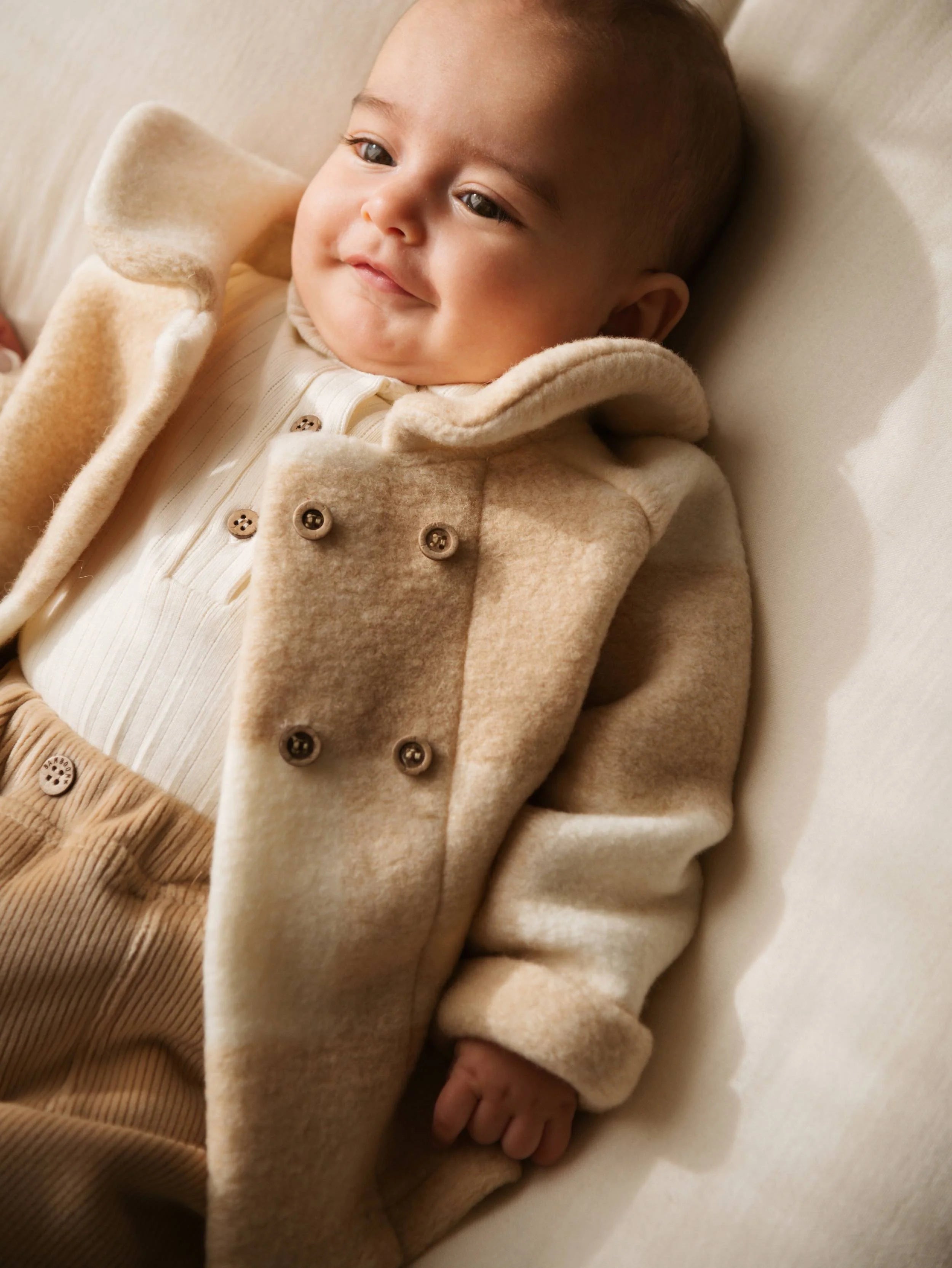 Checkered mantel van wol - MOCHA SAND