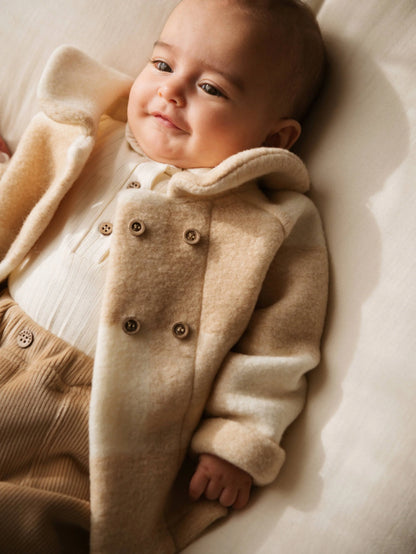 Checkered mantel van wol - MOCHA SAND