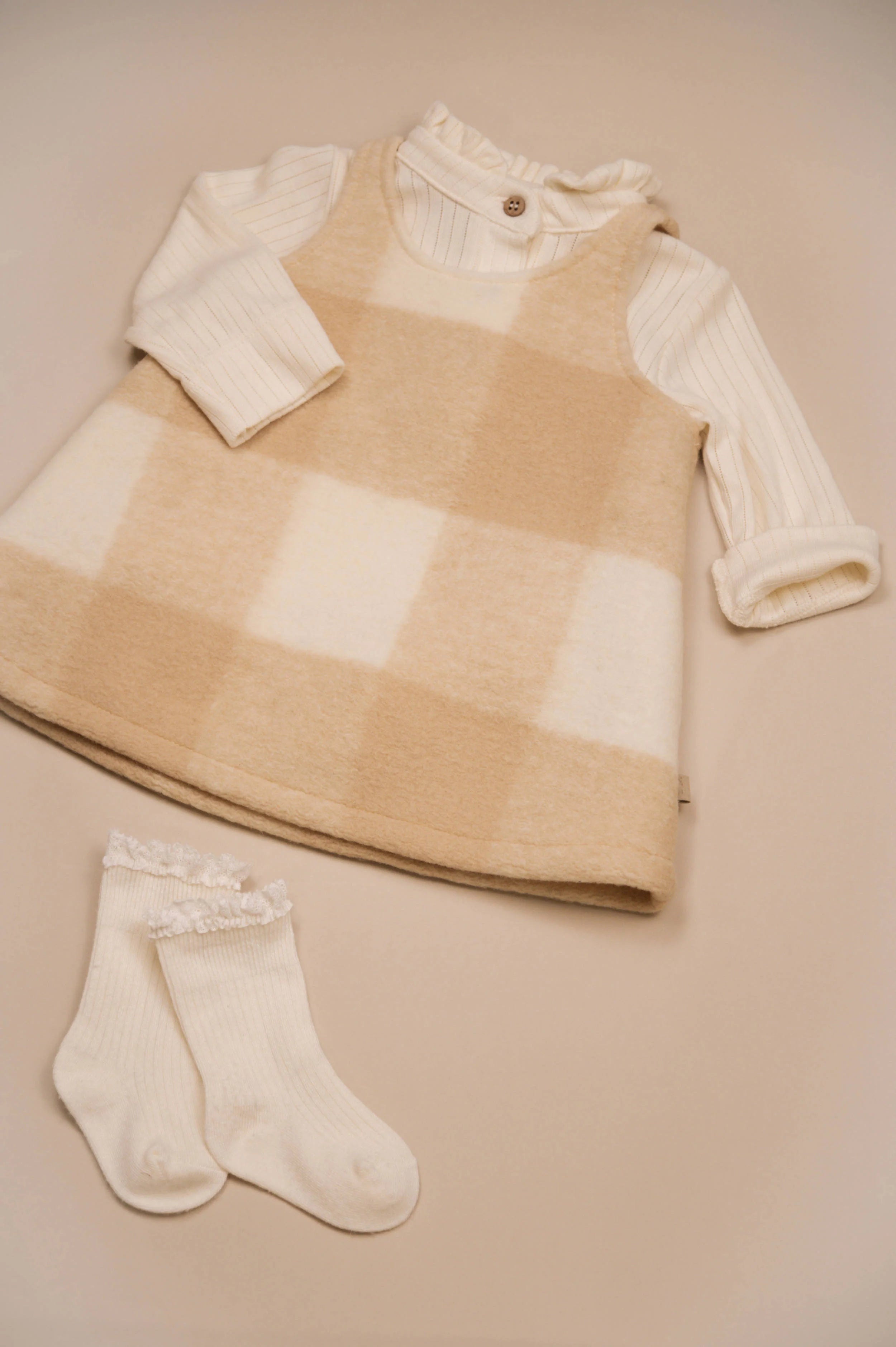 Checkered dress - mocha sand