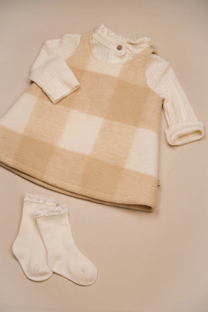 Checkered dress - mocha sand