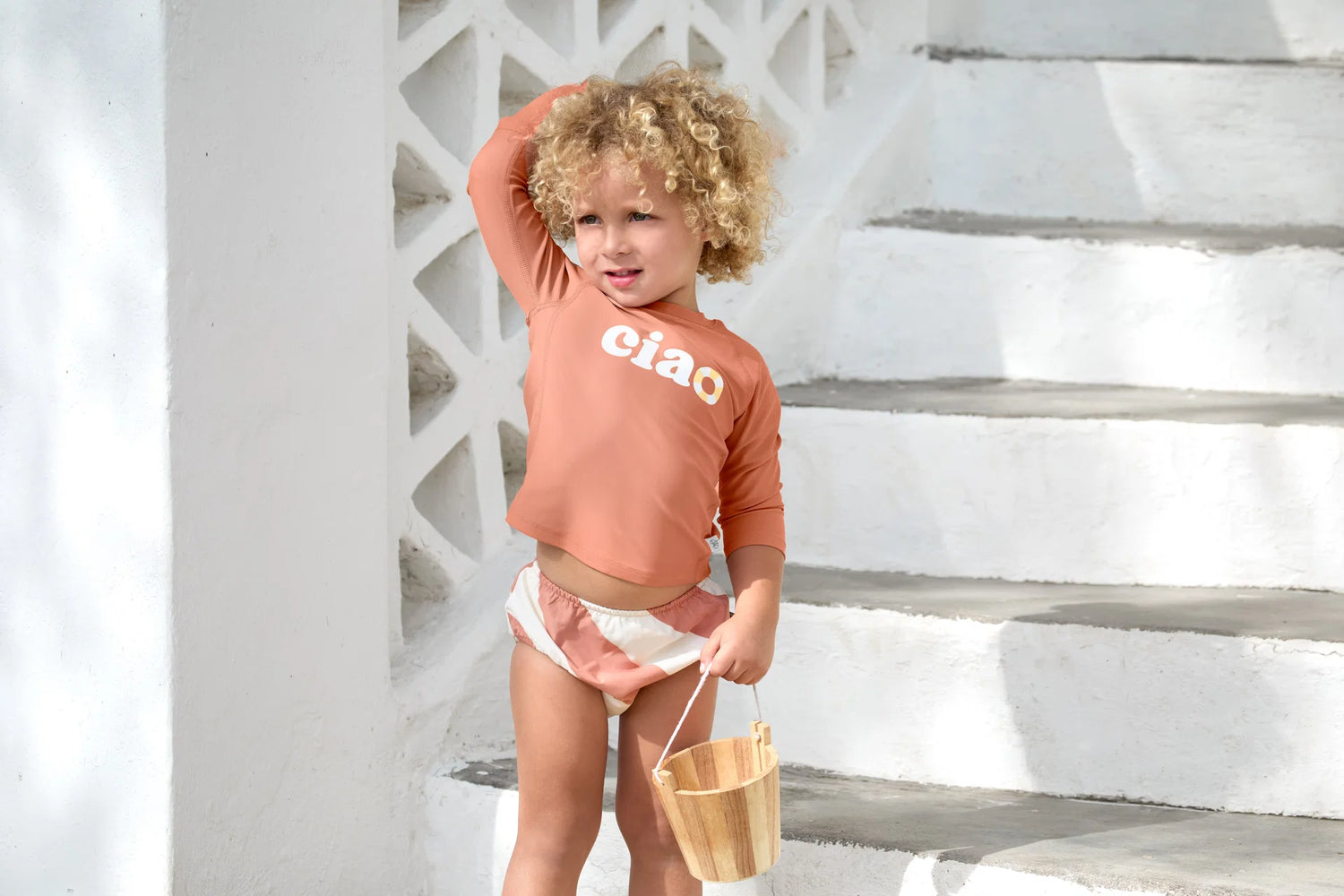 Diaper pants - stripes clay - sea salt