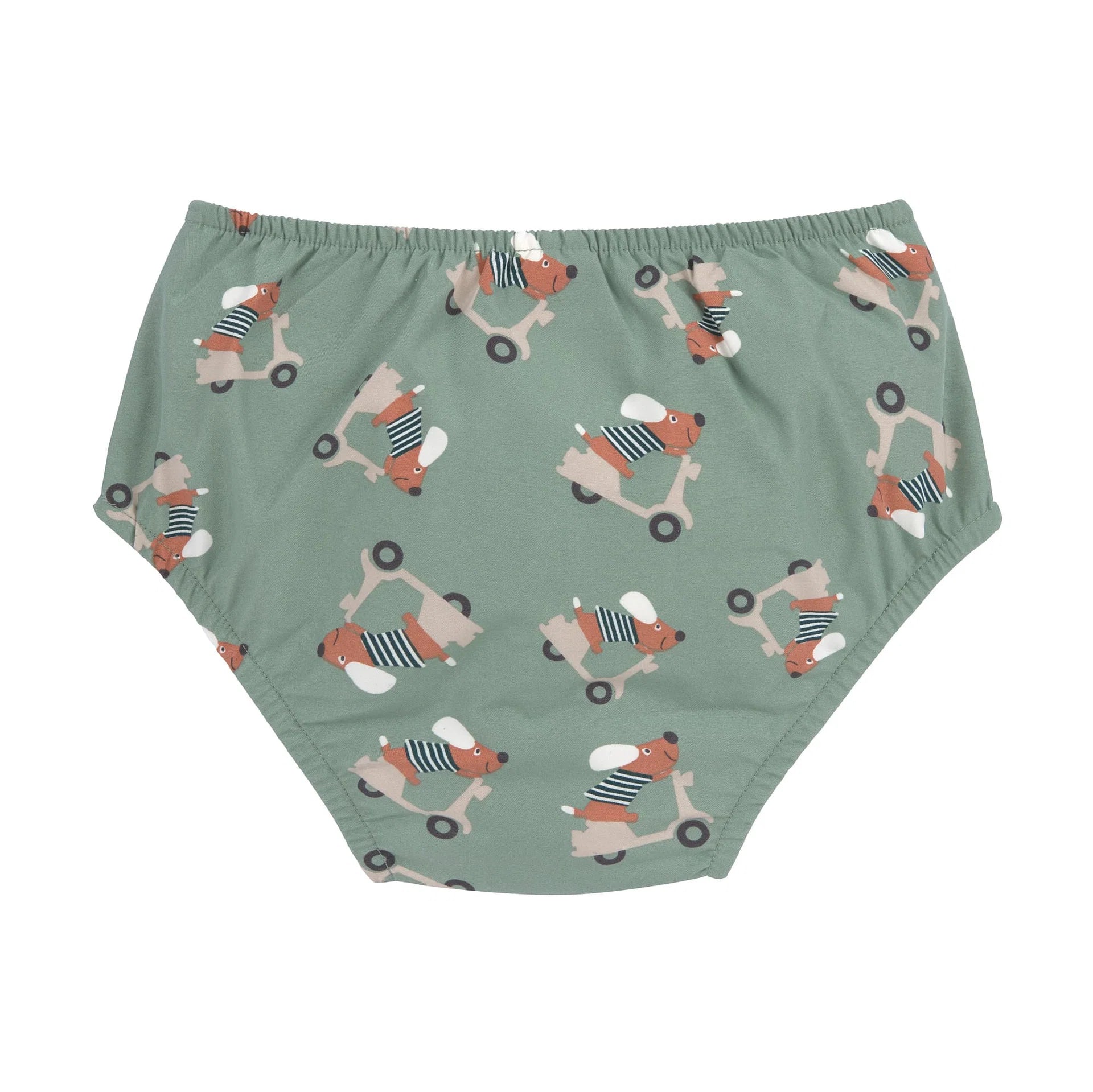 Diaper pants - scooter dog green