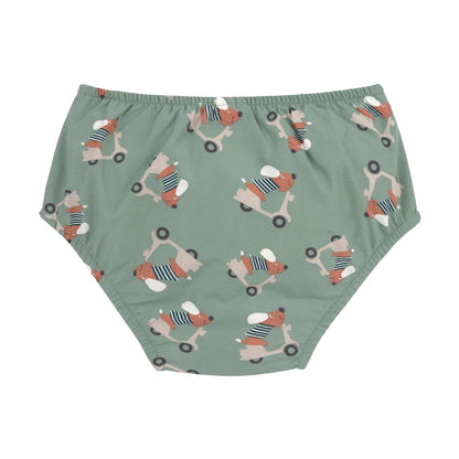 Diaper pants - scooter dog green