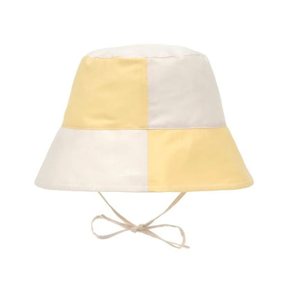Vissershoedje checker board - pale yellow - sea salt