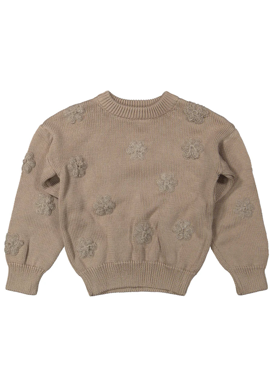 Noah Knitted Flower Jumper | Brown