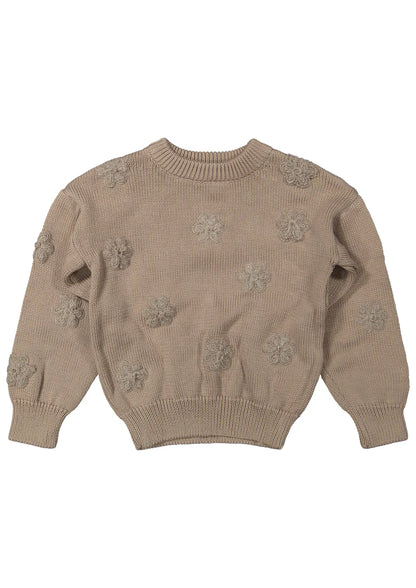 Noah Knitted Flower Jumper | Brown
