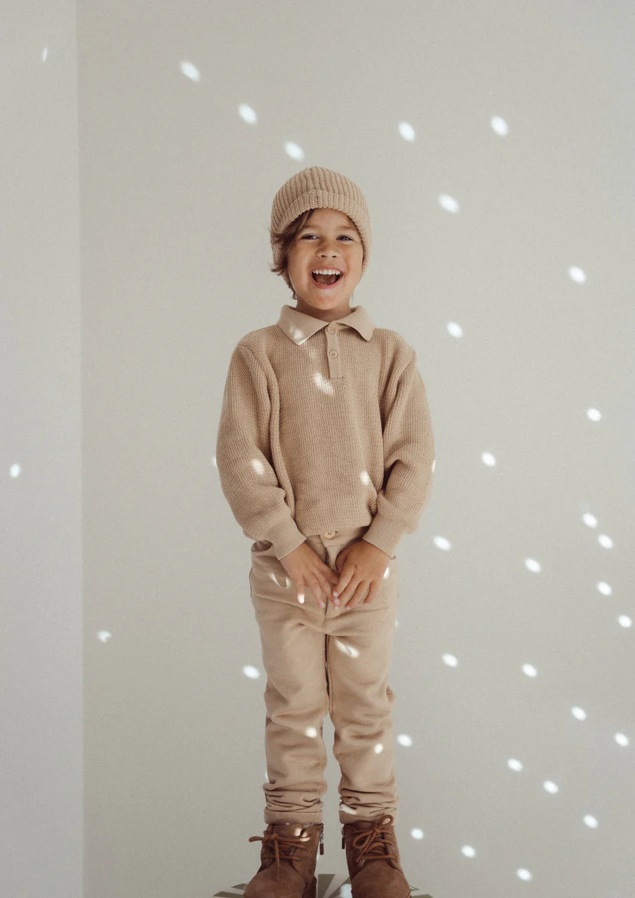 Richie knitted polo LS | Honey