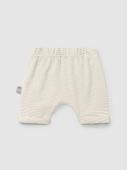 Cotton striped shorts Beige