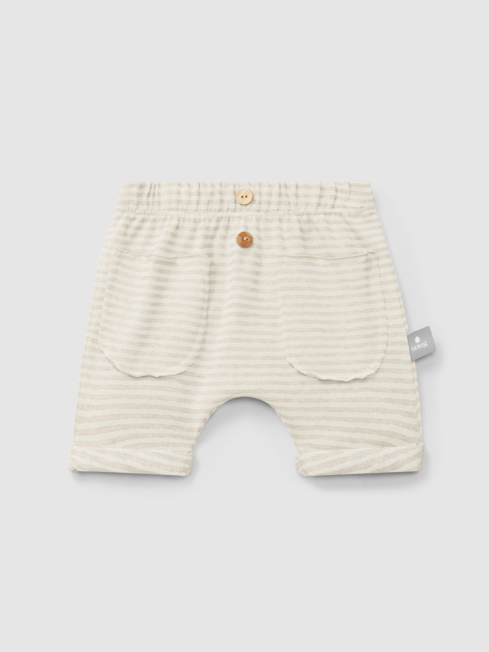 Cotton striped shorts Beige
