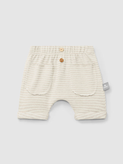 Cotton striped shorts Beige