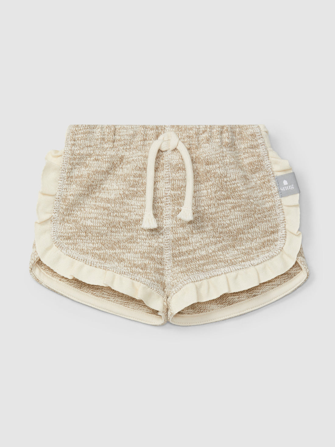 Jersey knit-effect pull-on shorts met geruffelde details.