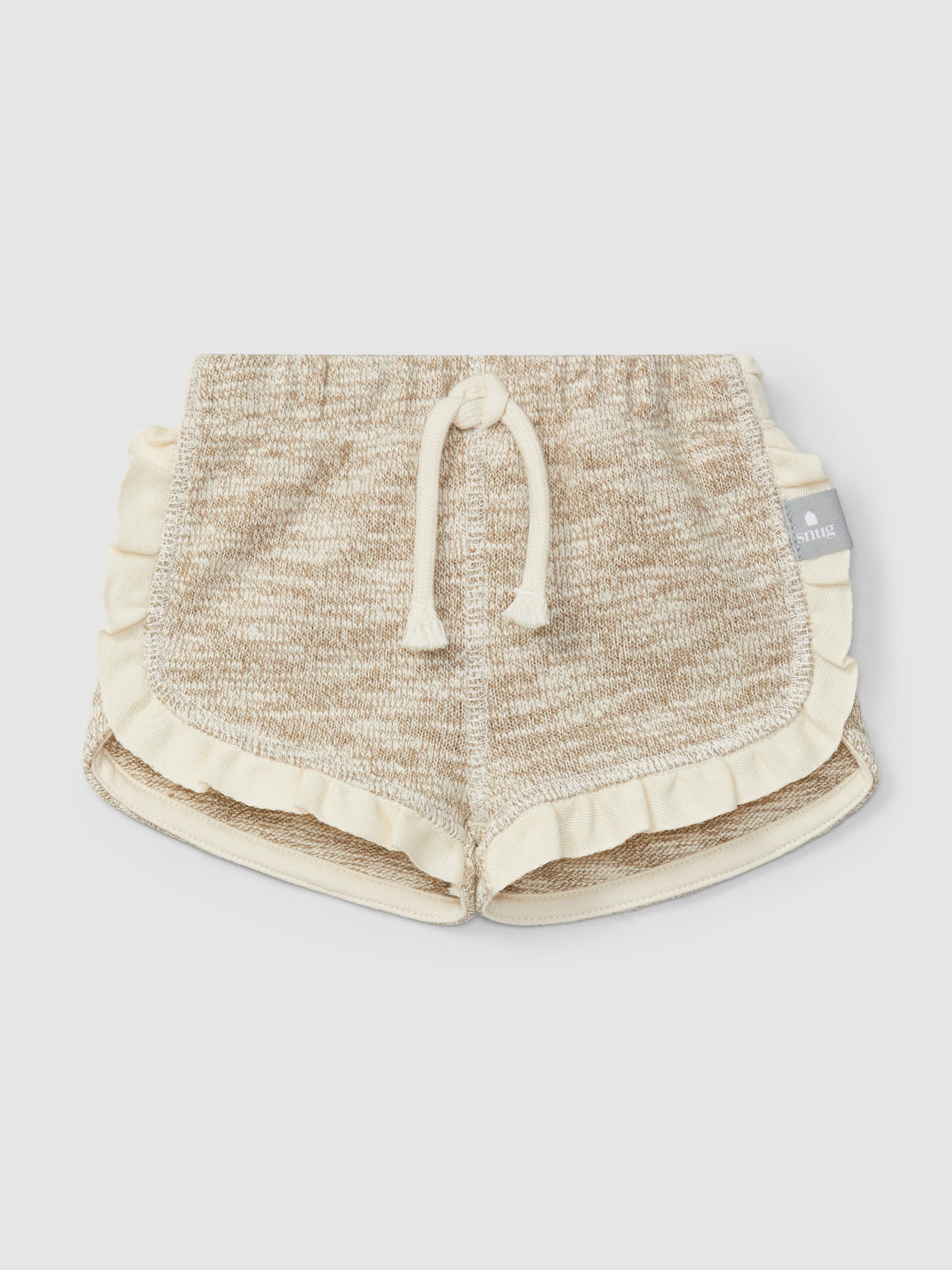 Jersey knit-effect pull-on shorts met geruffelde details.