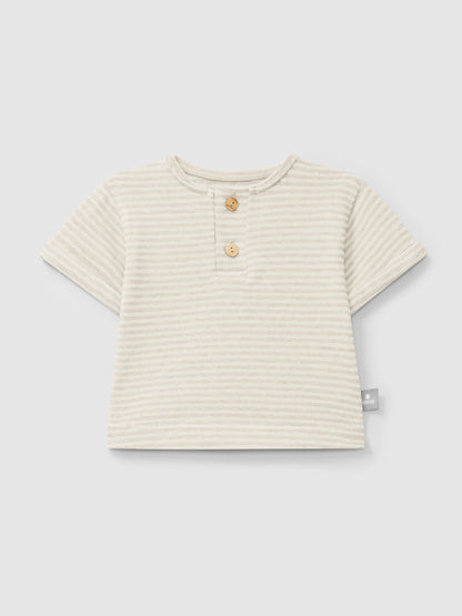 Cotton striped T-shirt Beige