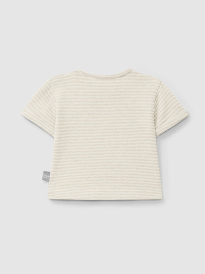Cotton striped T-shirt Beige