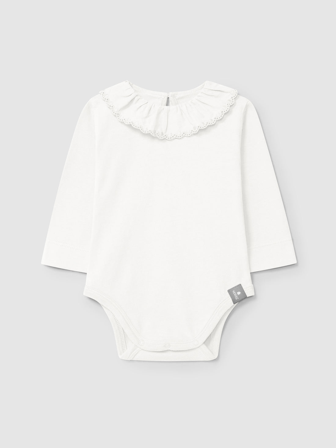 SNUG - Body van biologisch katoen met geplooide geborduurde kraag