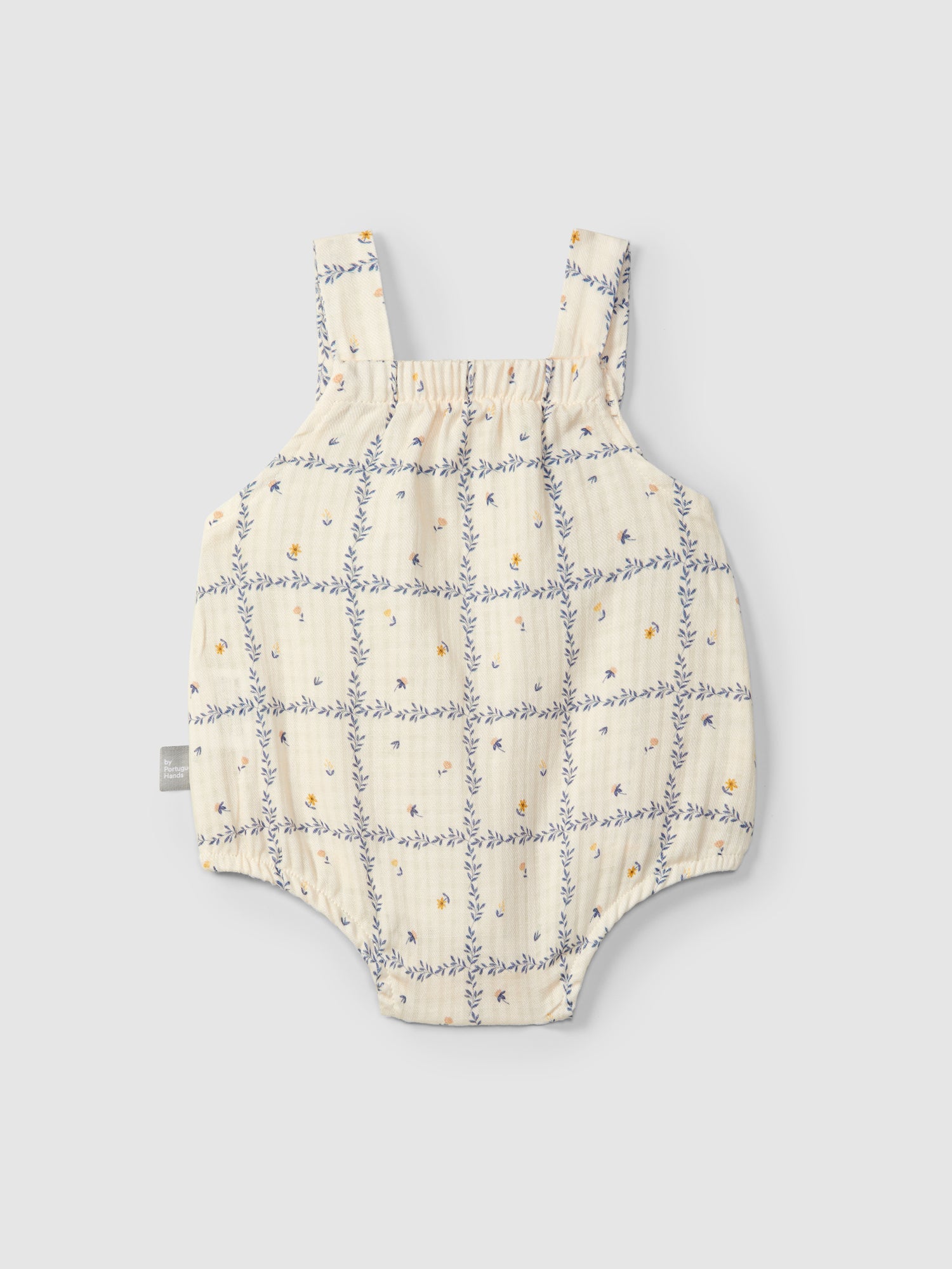 Salopette shortie met bloemenprint indigo