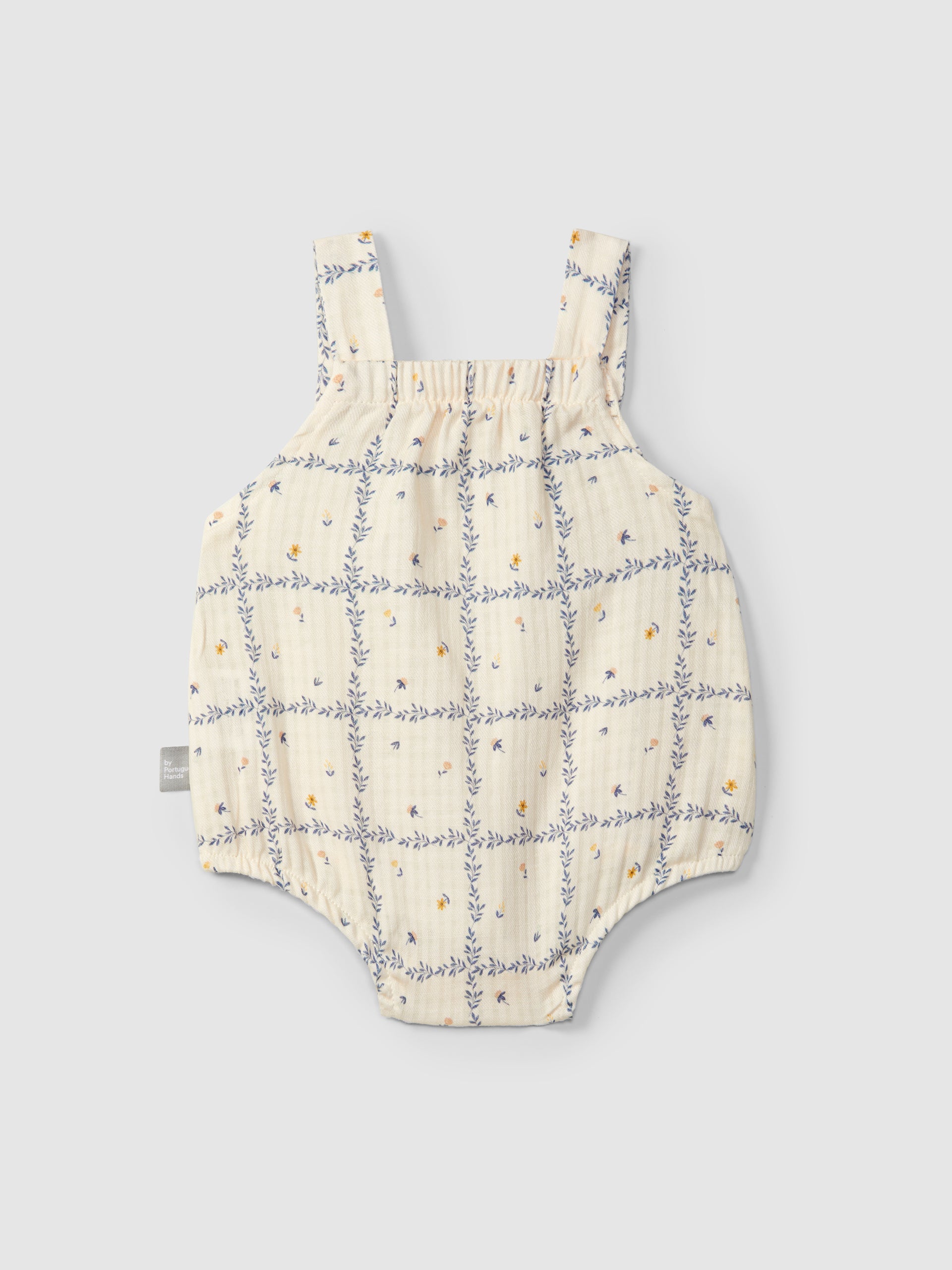 Salopette shortie met bloemenprint indigo