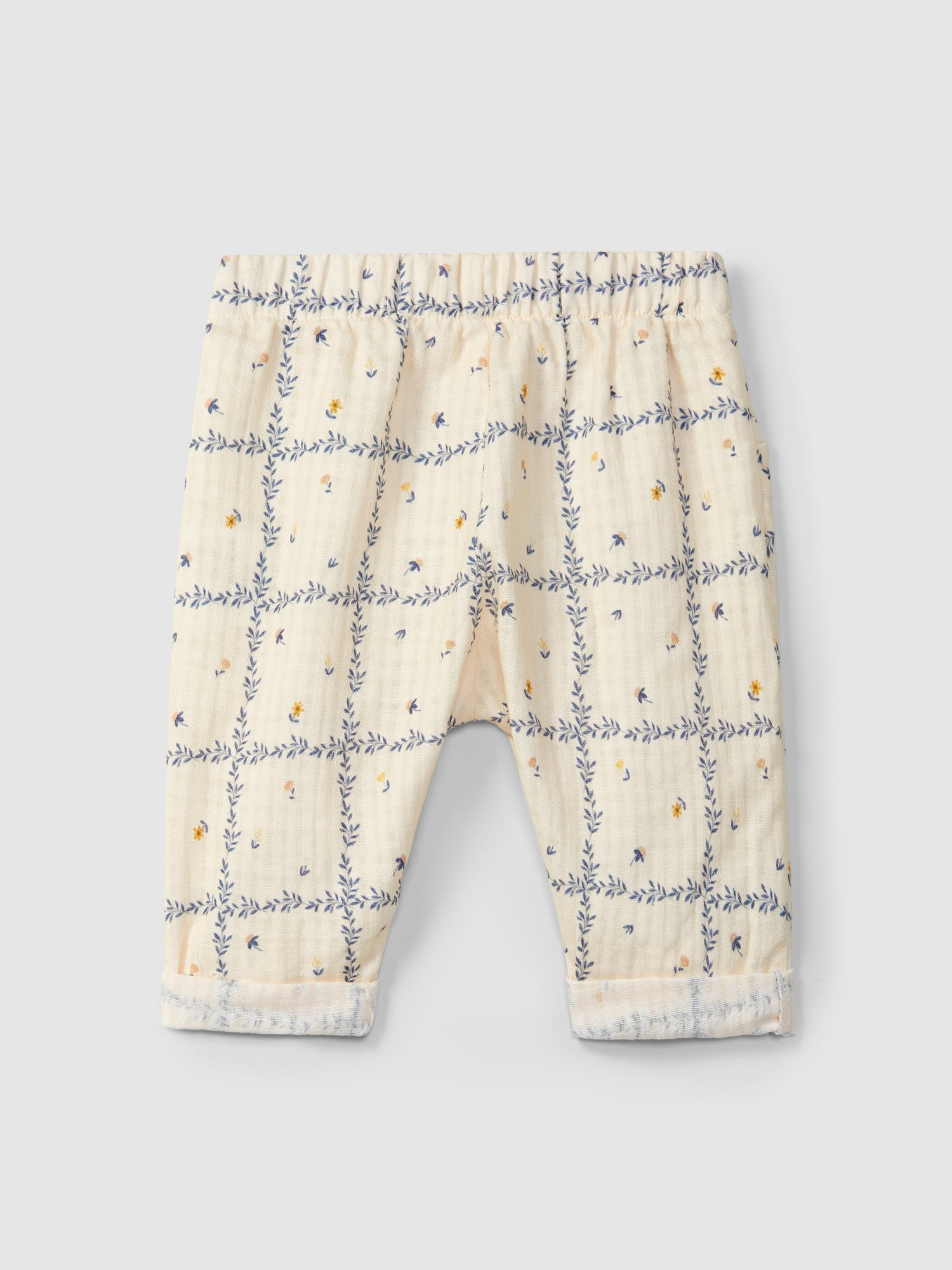 Pull-up broek bloemenprint indigo