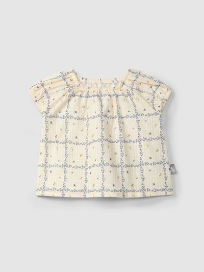 Blouse printed textured cotton