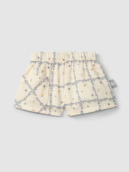 Pull-up short in katoen met getextureerde print