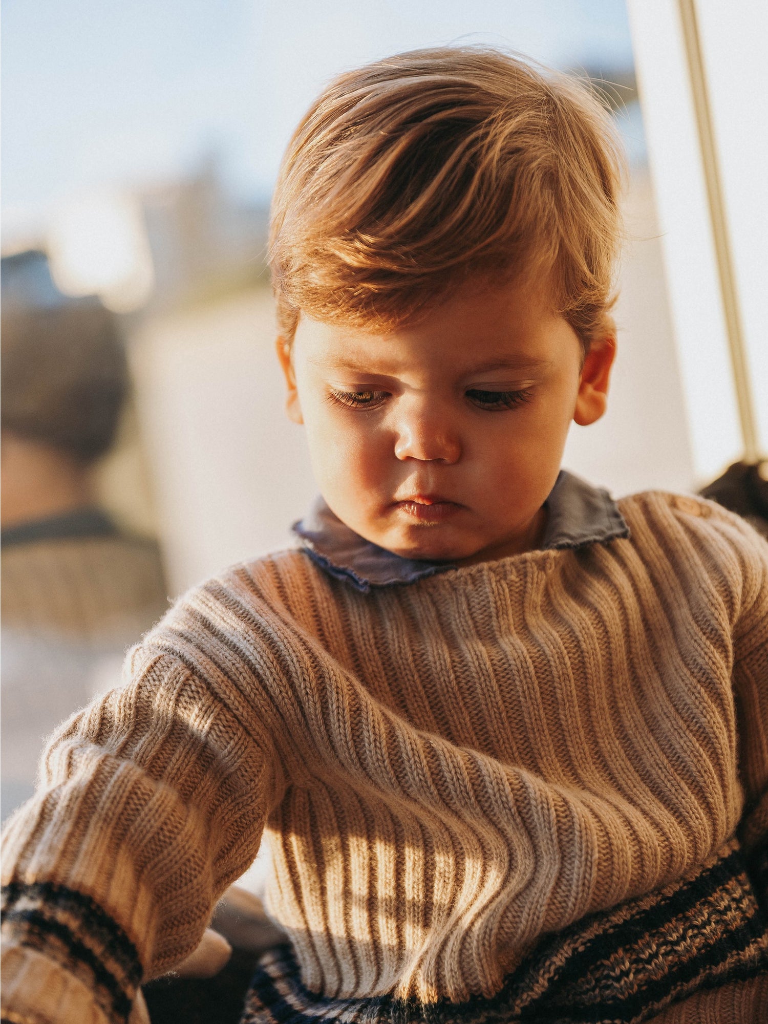 Knitted sweater - blauw