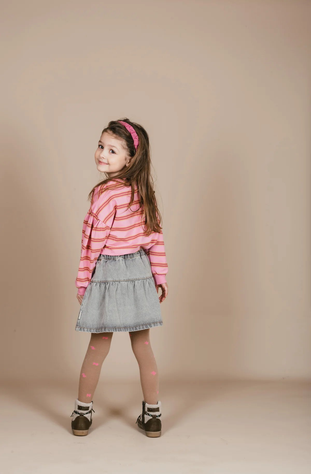 Jeans ruffle skirt/ Washed light grey