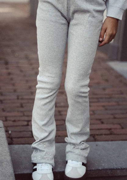 Lilly legging straight embr. flower | Grey