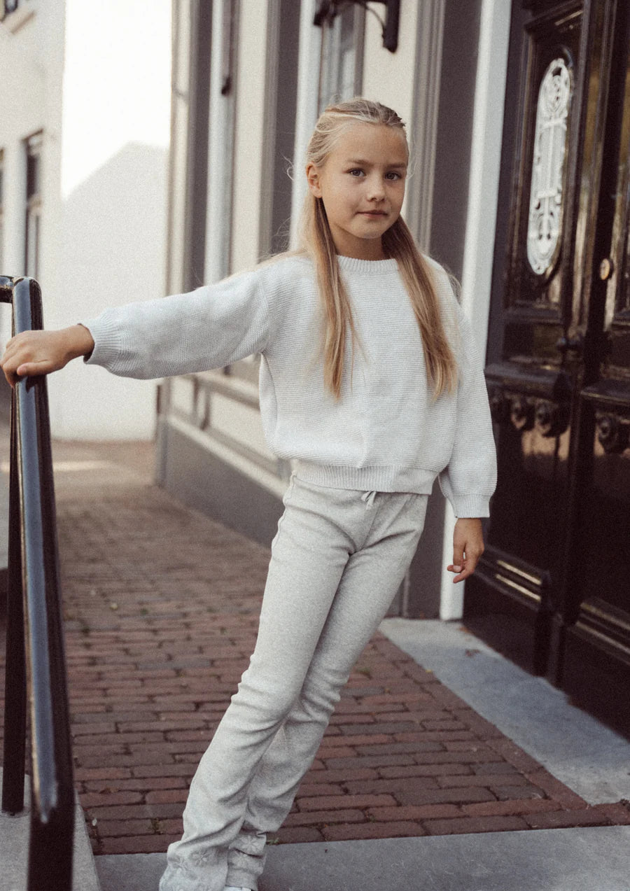 Lilly legging straight embr. flower | Grey