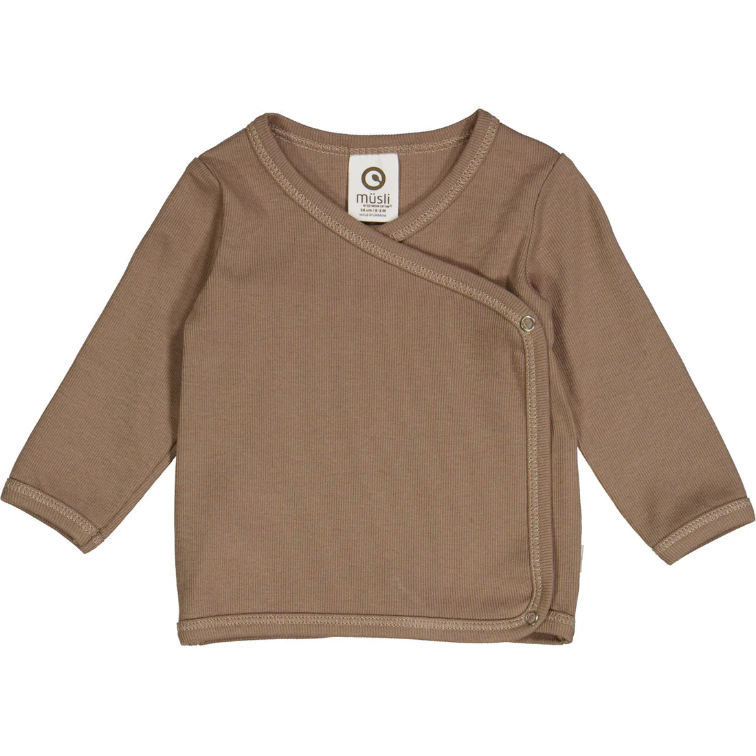 RIB cardigan with cross closure - Walnut