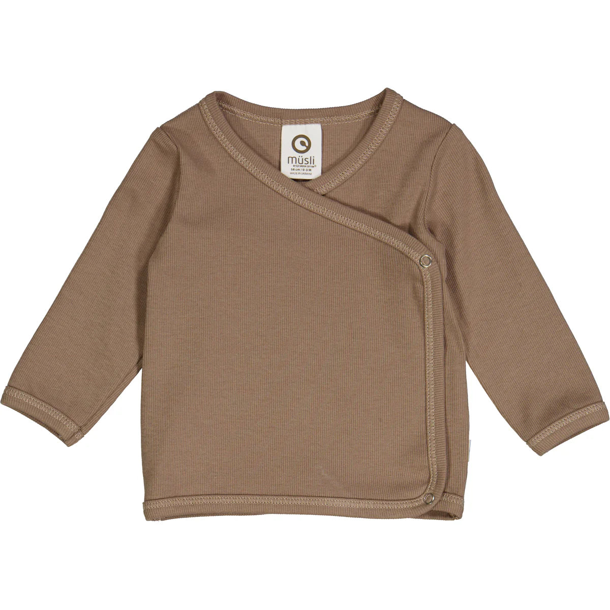 RIB cardigan with cross closure - Walnut