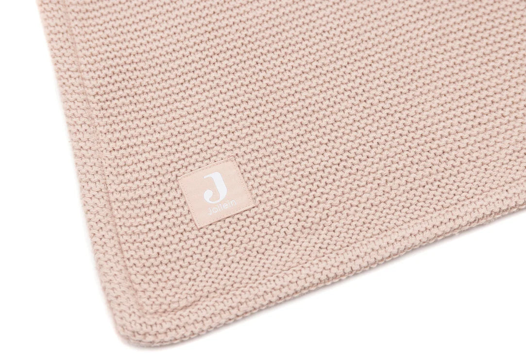 Jollein - Deken Wieg 75x100cm Basic Knit - Wild Rose/Fleece