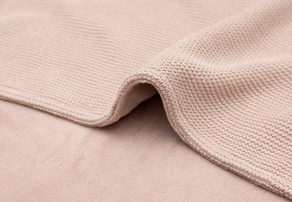 Jollein - Deken Wieg 75x100cm Basic Knit - Wild Rose/Fleece