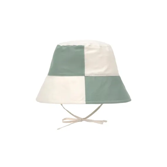 Vissershoedje checker board - green, sea salt