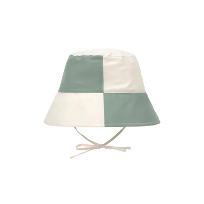 Vissershoedje checker board - green, sea salt