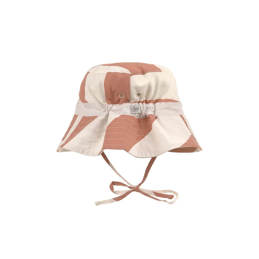 Vissershoedje checker board - stripes clay, sea salt