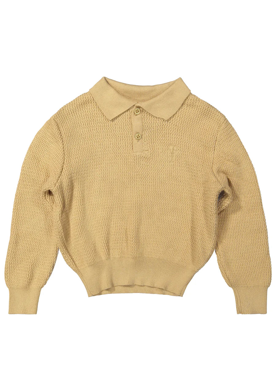 Richie knitted polo LS | Honey