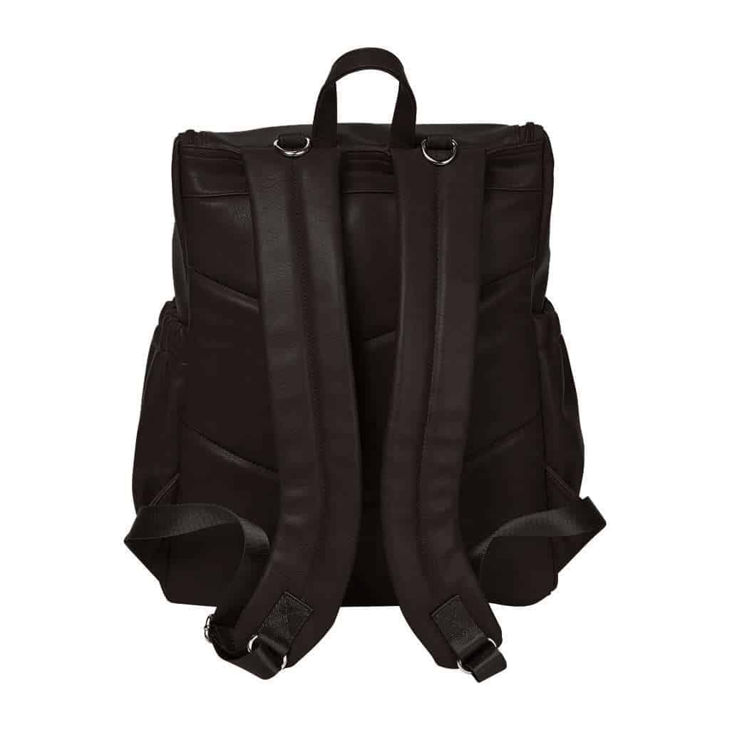 Black Faux Leather Nappy Backpack