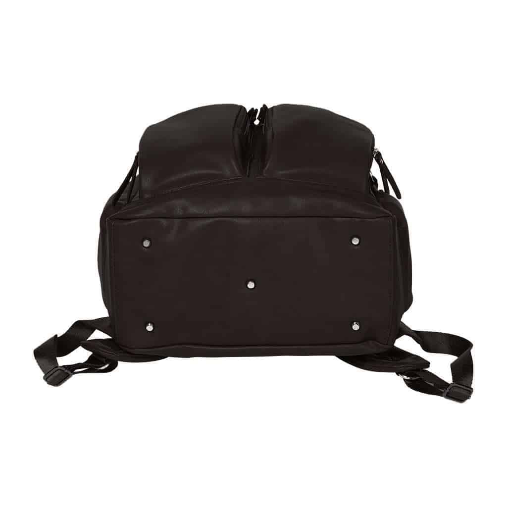 Black Faux Leather Nappy Backpack