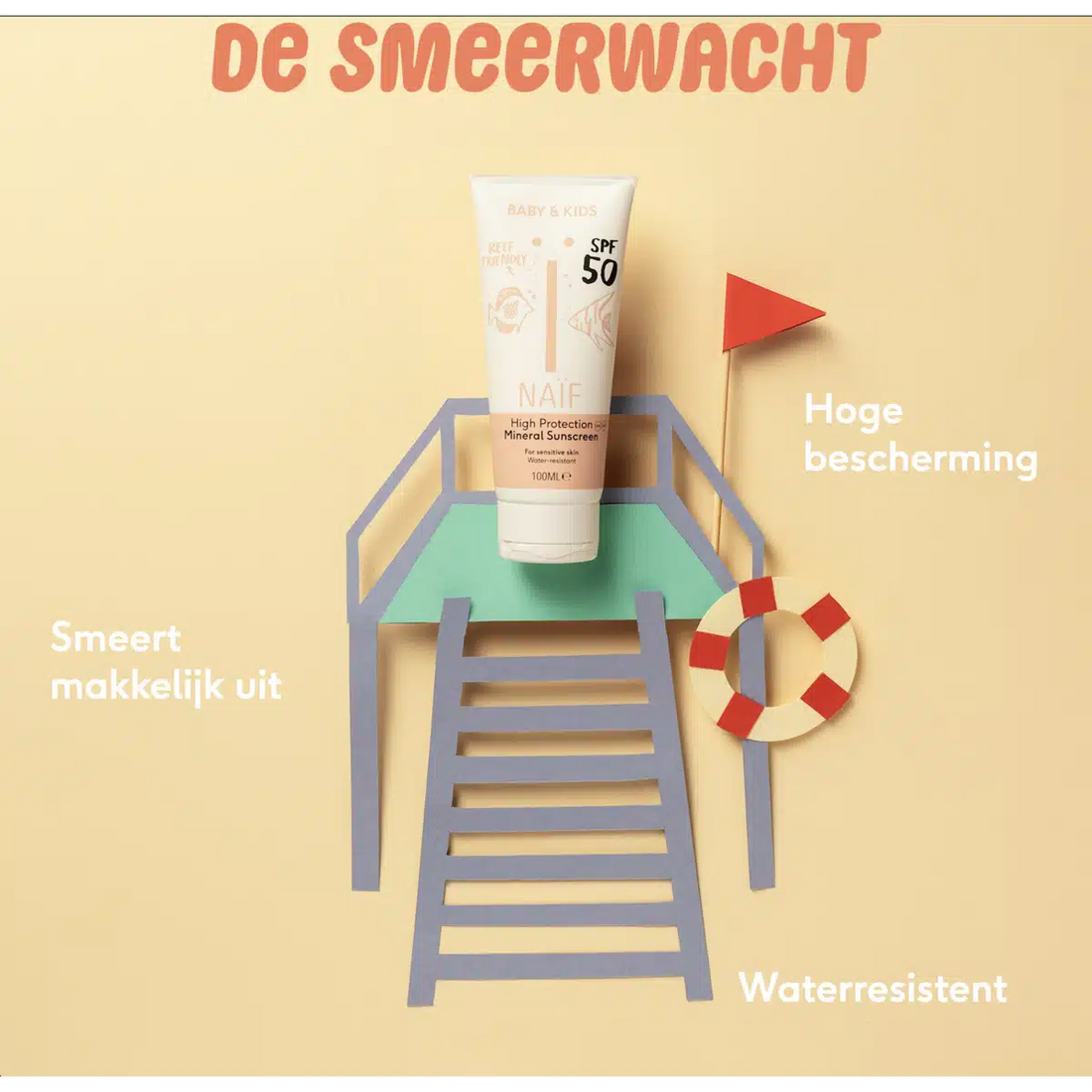 Zonnebrand Crème 0% parfum voor Baby &amp; Kids Factor 50 100ML