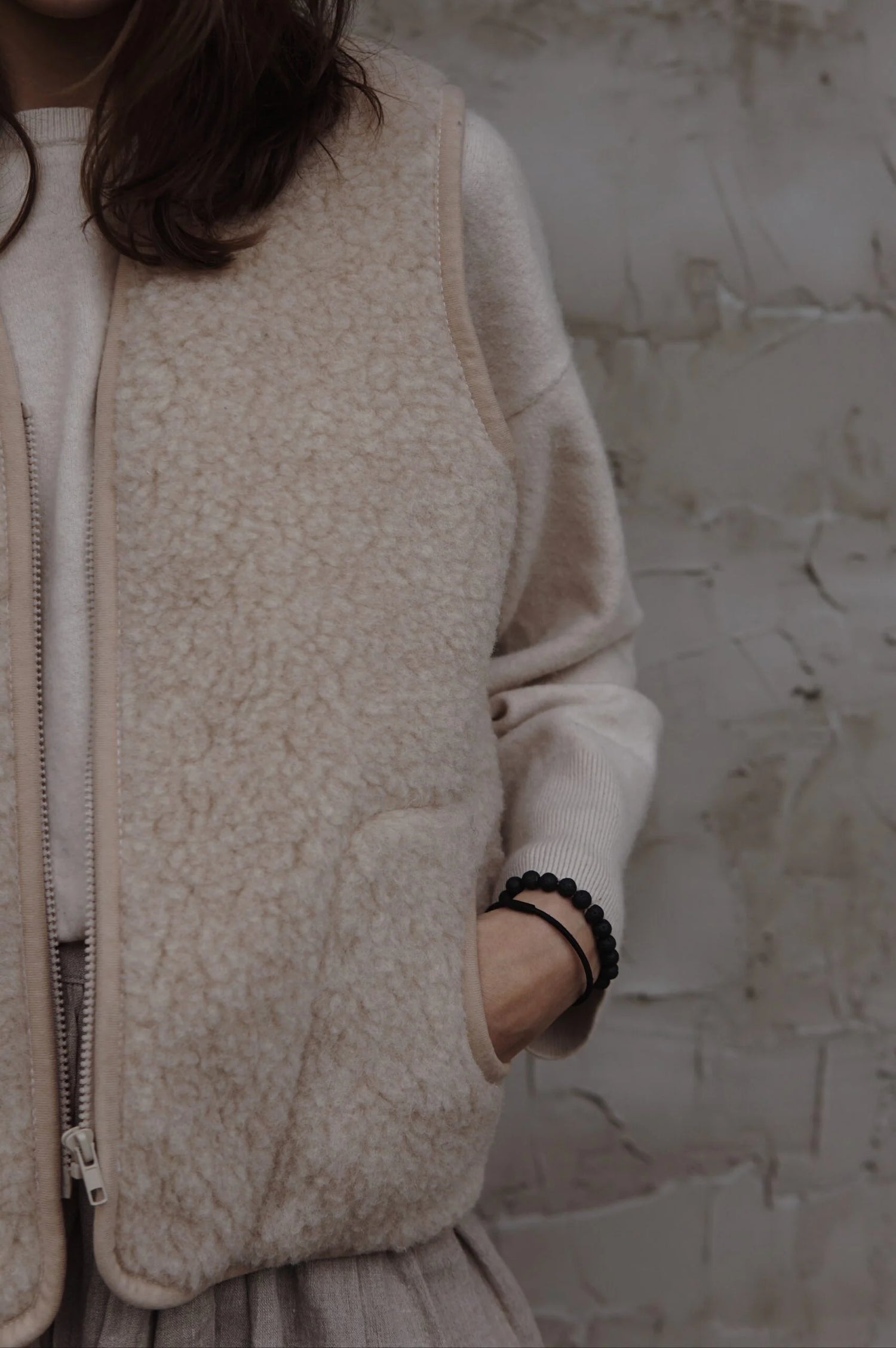 Wool vest adults - beige