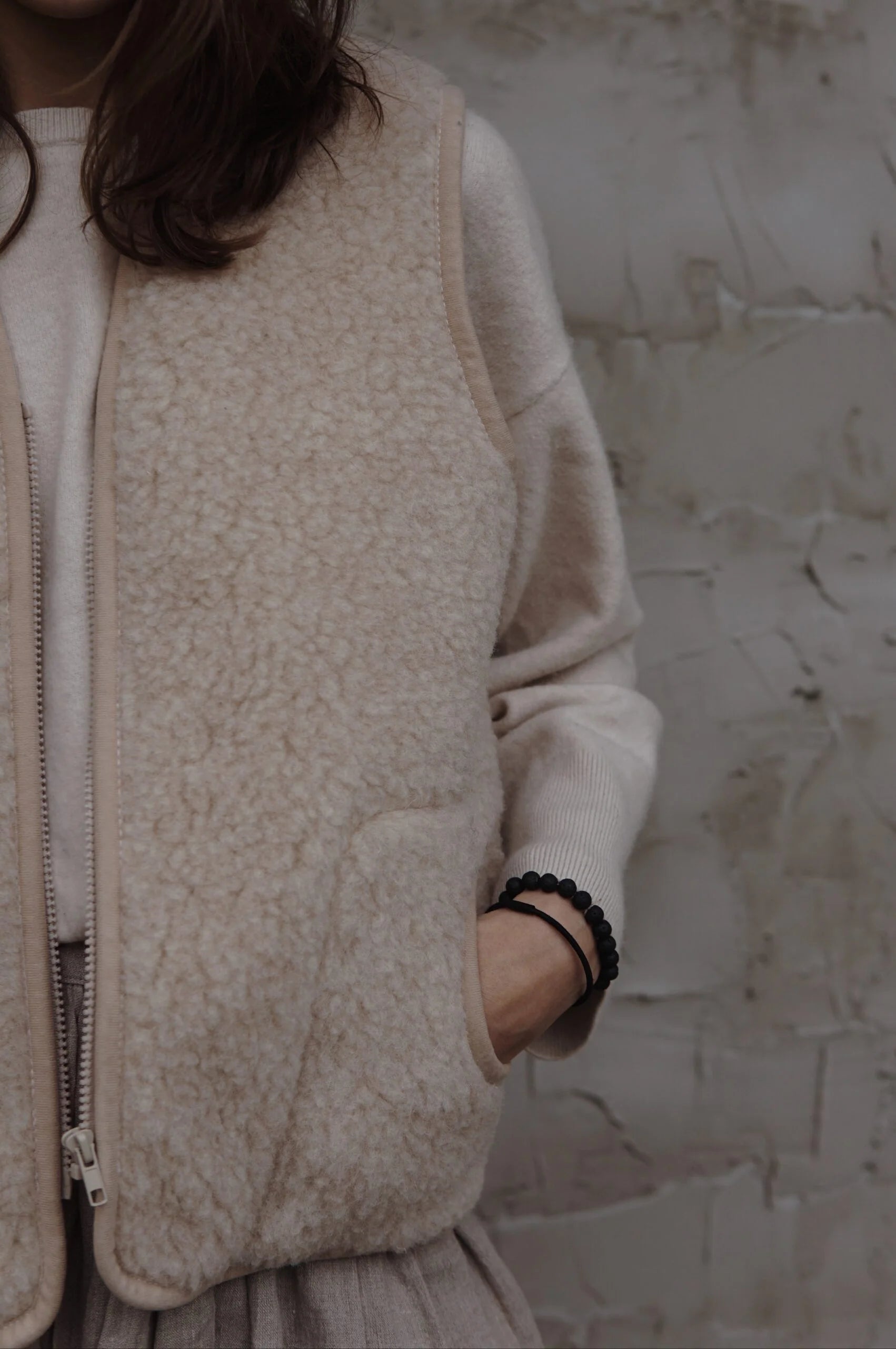 Wool vest adults - beige