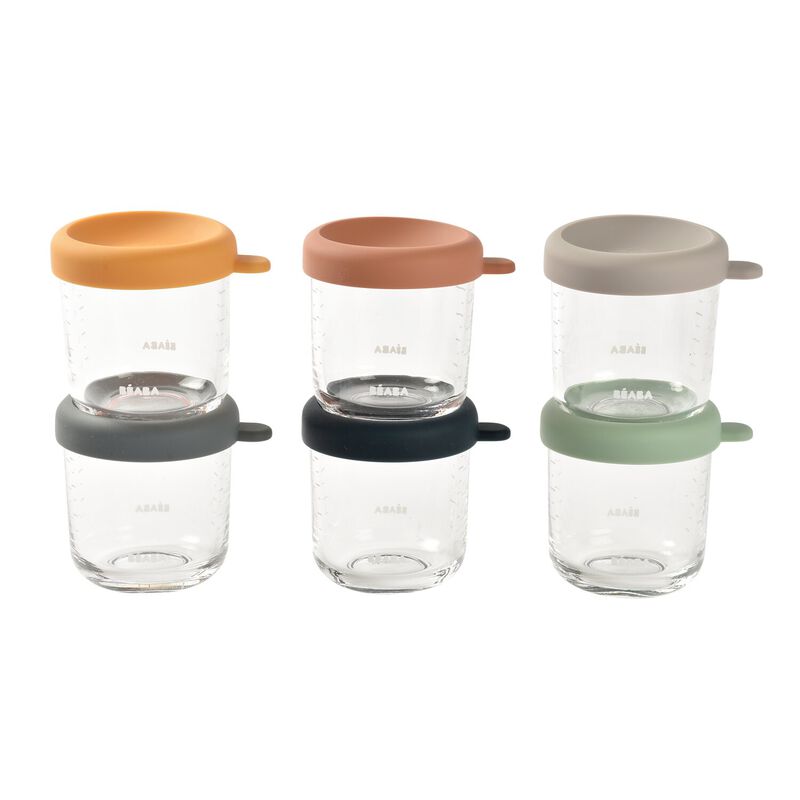 Béaba - Set van 6 glazen portiepotten 250ml
