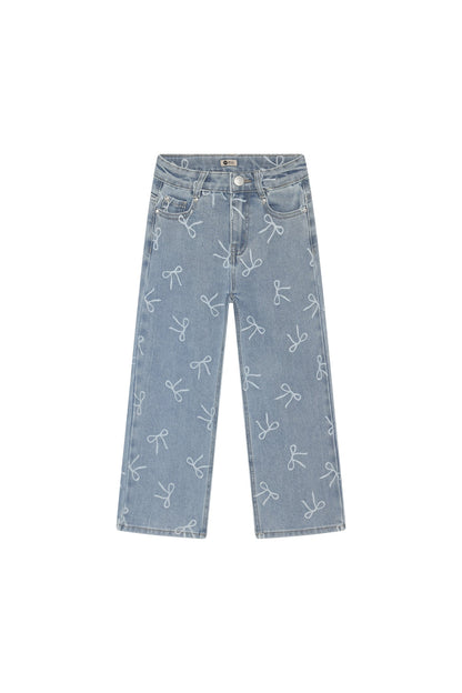 Denim wide fit bow