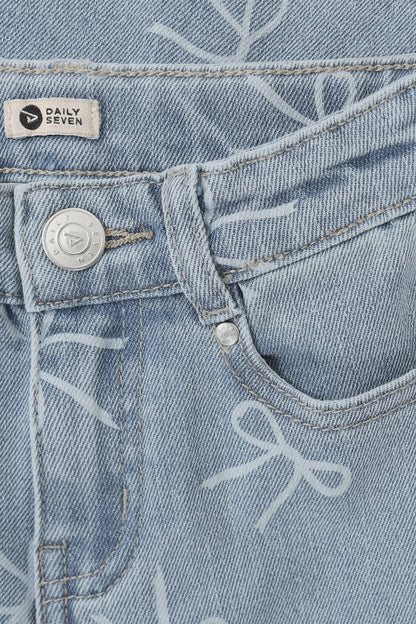 Denim wide fit bow